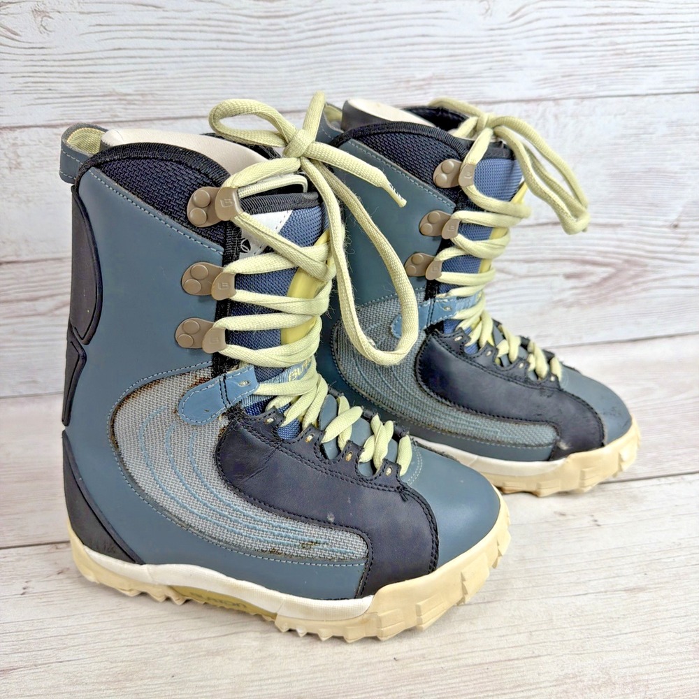 Burton Ruler Women's Snowboard Boots 6 Gray Blue Lace Up Snowboarding EXC